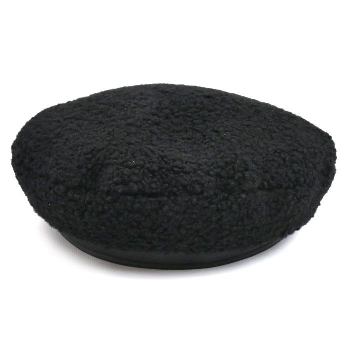 Hermes Shearling Fur Beret Black 56