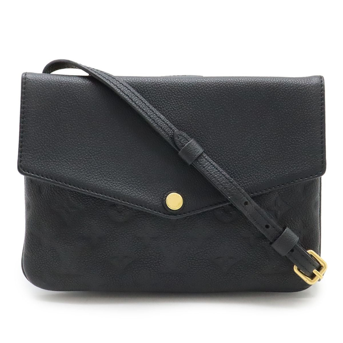 Louis Vuitton Monogram Empreinte Twice Shoulder Bag Pochette Noir Black Gold