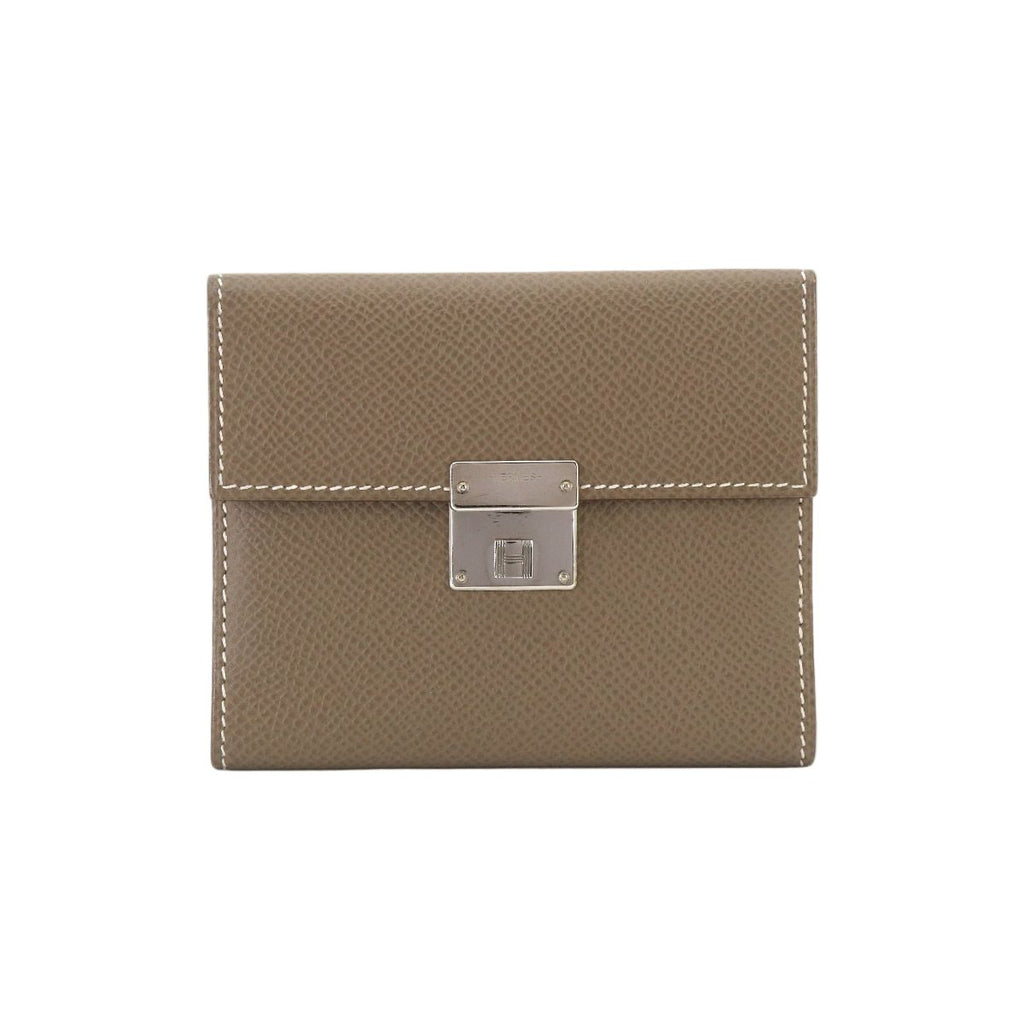 Hermes Clic Mini Card Case Epsom Etoupe Silver