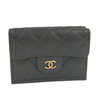 Chanel Classic Small Flap Wallet Trifold Quilted Gray