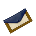 Celine Bifold Long Wallet Brown Navy White Leather