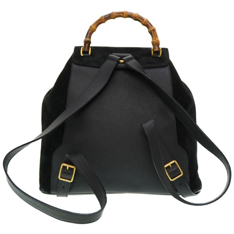 Gucci Bamboo Backpack Daypack Suede Black 0182 Vintage — view 2