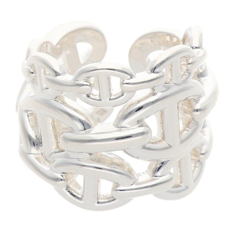 Hermes Chaine D'ancre Enchainee GM Silver Ring 52