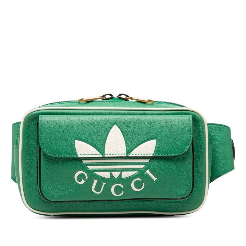 Gucci Adidas Body Bag Bum Green White Leather