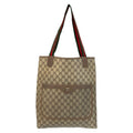 Gucci Vintage Sherry Line Beige GG Supreme Canvas Tote Shoulder Bag