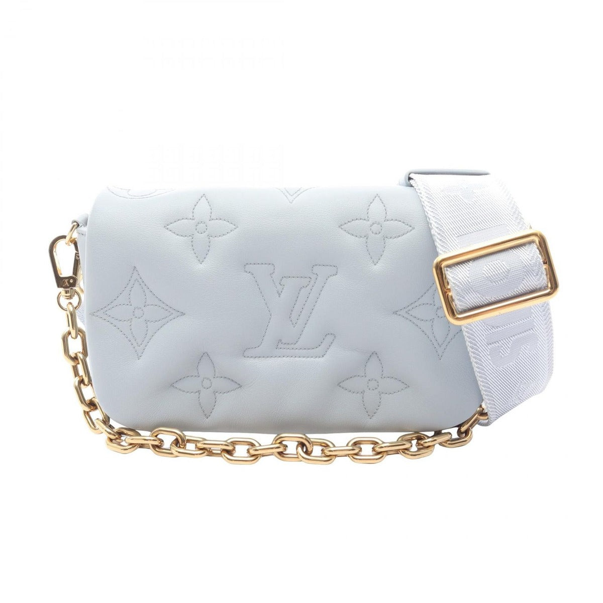 Louis Vuitton Shoulder Bag Wallet on Strap Blue Glacier Leather