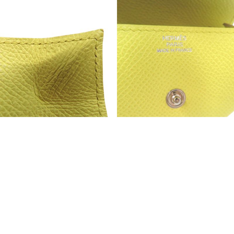 Hermes Le Van Cattle Coin Case Epson Lime Stamped Q Purse 0448 — view 9