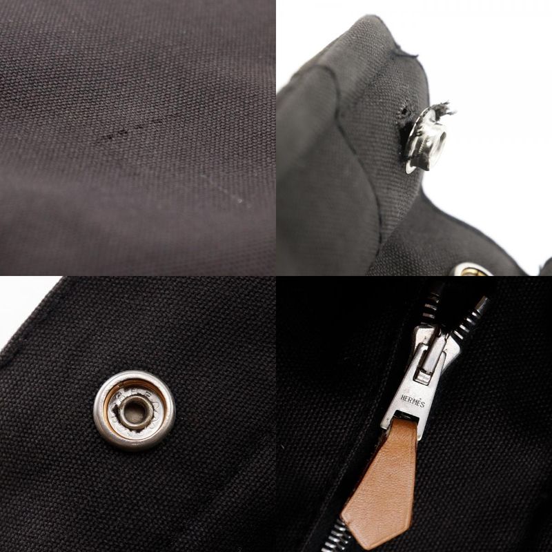 Hermes Fourre Tout MM Tote Bag Cotton Canvas Black Handbag — view 9