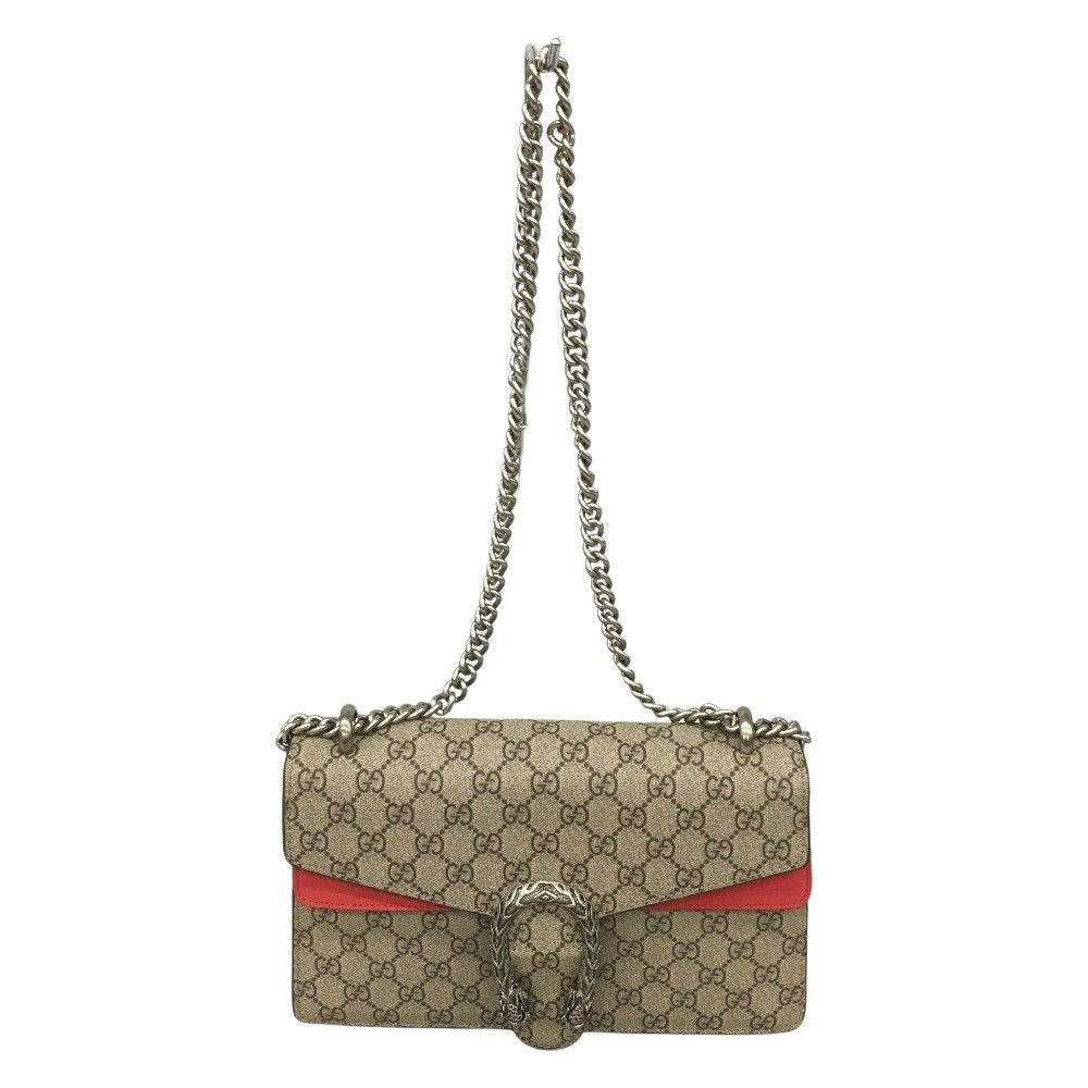 Gucci Duonysus Shoulder Bag GG Supreme Gray Red