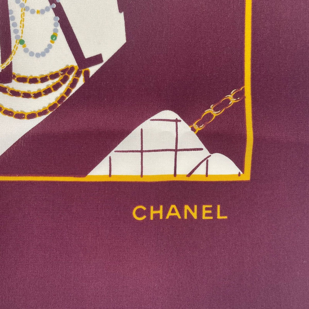 Chanel Scarf Silk Mademoiselle Quilted Pattern CC Logo Purple X — view 7