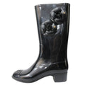 Chanel Camellia Rain Boots Shoes CC Logo Gold 36 Black
