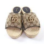 Gucci GG Canvas Marmont Espadrille Sandals Beige Gold 35 — view 4