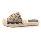 Gucci GG Canvas Marmont Espadrille Sandals Beige Gold 35 — view 5