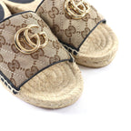 Gucci GG Canvas Marmont Espadrille Sandals Beige Gold 35 — view 8
