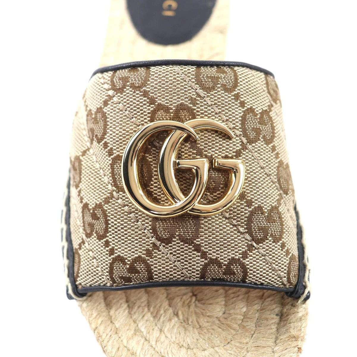 Gucci GG Canvas Marmont Espadrille Sandals Beige Gold 35 — view 9
