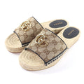 Gucci GG Canvas Marmont Espadrille Sandals Beige Gold 35