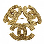 Chanel Brooch CC Logo Triple Coco Vintage Gold Plated