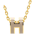 Hermes Necklace Pop H Mini Pendant Lacquer Brown Glace Gold Light H Motif