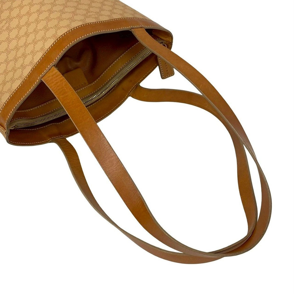 Celine Vintage Macadam Blason Triomphe Pattern Leather Tote Shoulder Bag Brown — view 4