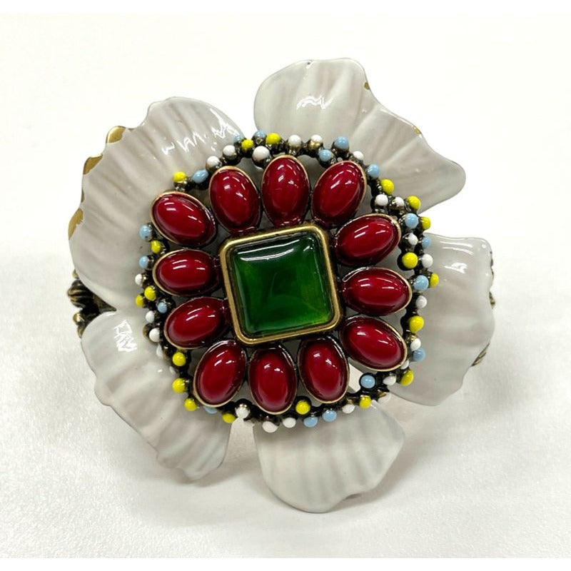 Gucci Flower Double Finger Cocktail Ring L Enamel — view 2