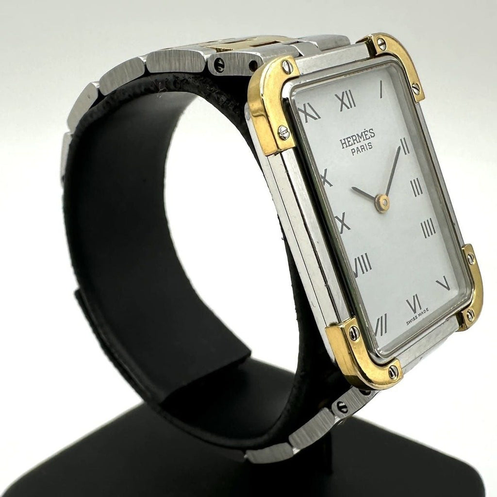 Hermes Croajour Watch with Extra Frames Quartz SS Silver Gold Vintage — view 3