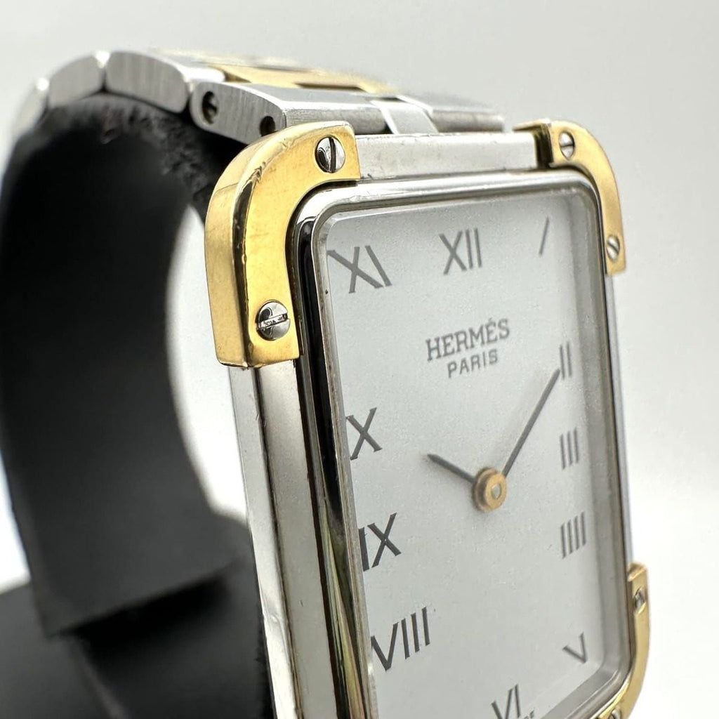 Hermes Croajour Watch with Extra Frames Quartz SS Silver Gold Vintage — view 5