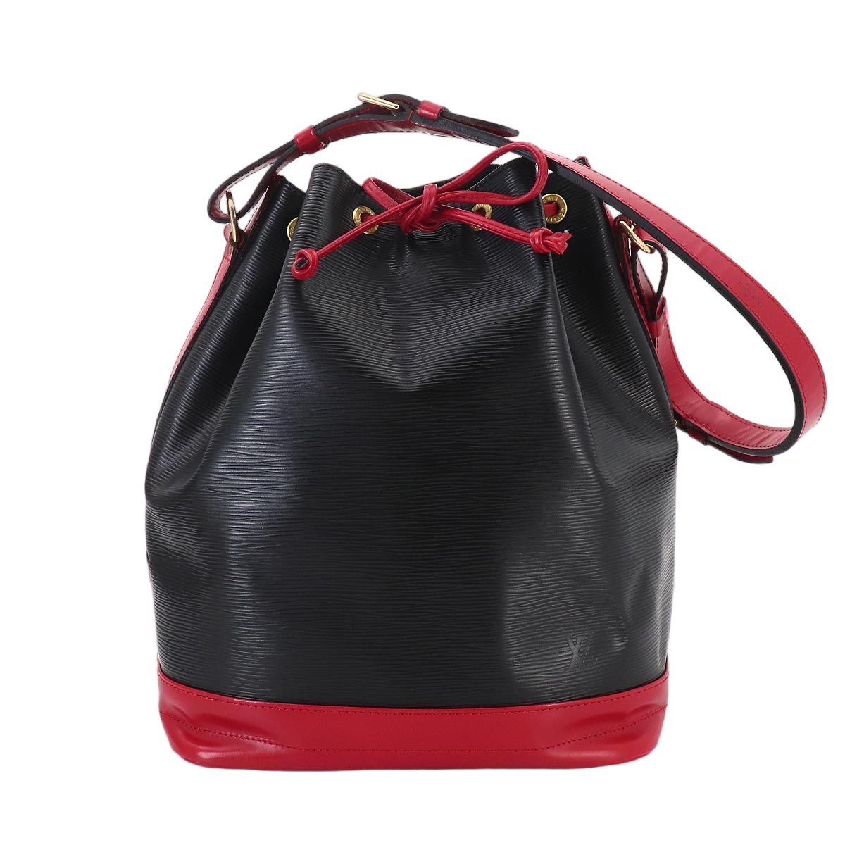 Louis Vuitton Epi Noe Shoulder Bag Leather Noir Castilian Red Gold