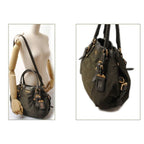 Prada Shoulder Bag Logo Embroidery Nylon Dark Khaki With Strap — view 2