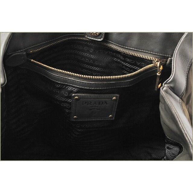 Prada Shoulder Bag Logo Embroidery Nylon Dark Khaki With Strap — view 7