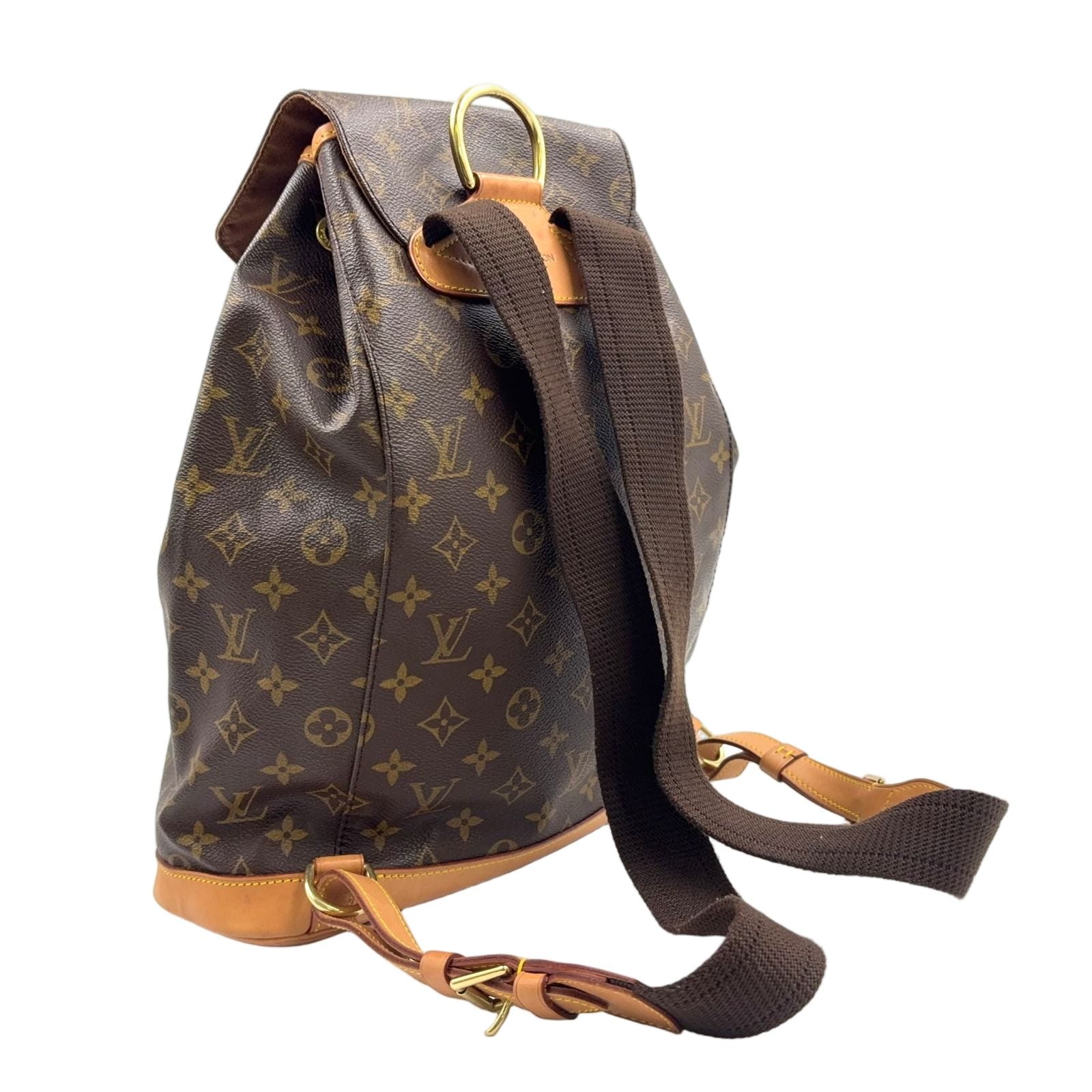 Louis Vuitton Montsouris GM Monogram Leather Brown Light Backpack Gold — view 2