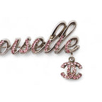 Chanel Brooch Pin Mademoiselle Logo Rhinestone Coco Silver Rose 02 — view 4