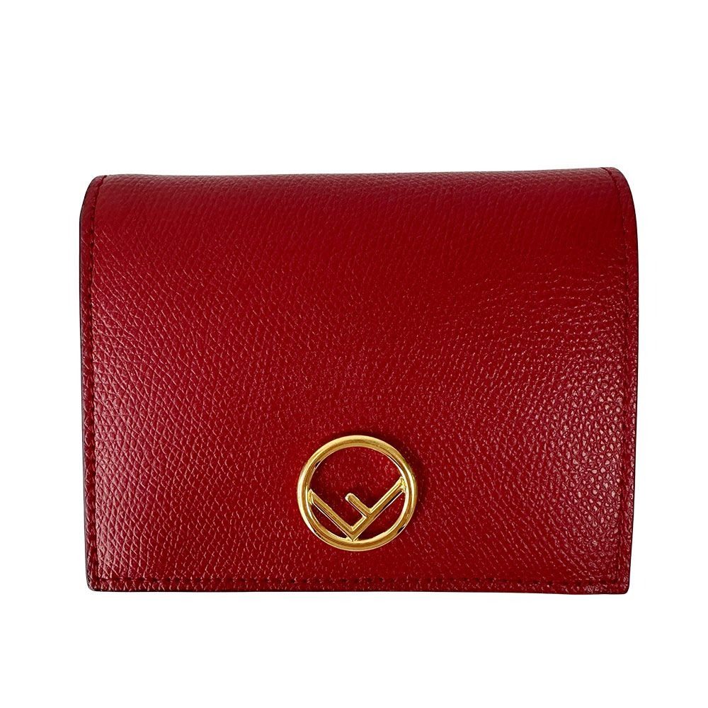 Fendi Wallet Efiz Bifold Leather Red Compact Mini