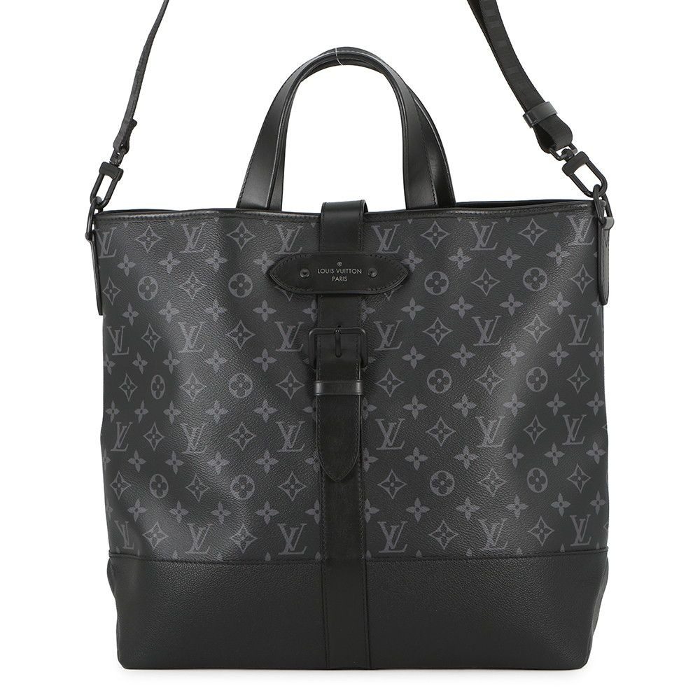 Louis Vuitton Tote Monogram Eclipse Saumur 2-Way Shoulder Bag Black