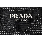 Prada Tote Bag Logo Raffia Cago Black White 1 Bg393 — view 4
