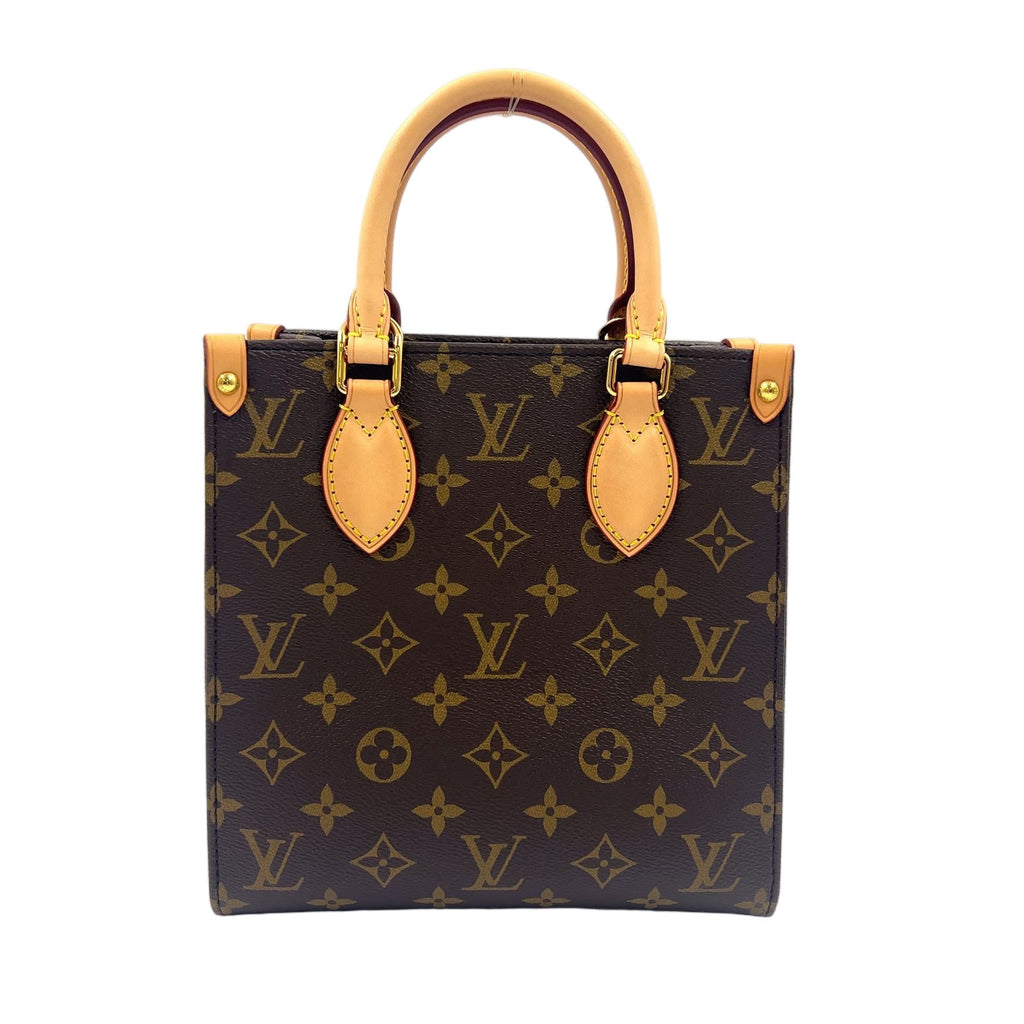 Louis Vuitton Sac Plat BB 2-Way Shoulder Leather Brown Light Handbag Gold
