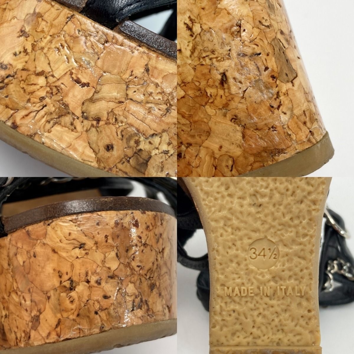Chanel Chain Cork Wedge Sandals 3412 Black — view 8