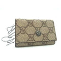Gucci Key Case GG Supreme Beige Blue Leather Silver Holder