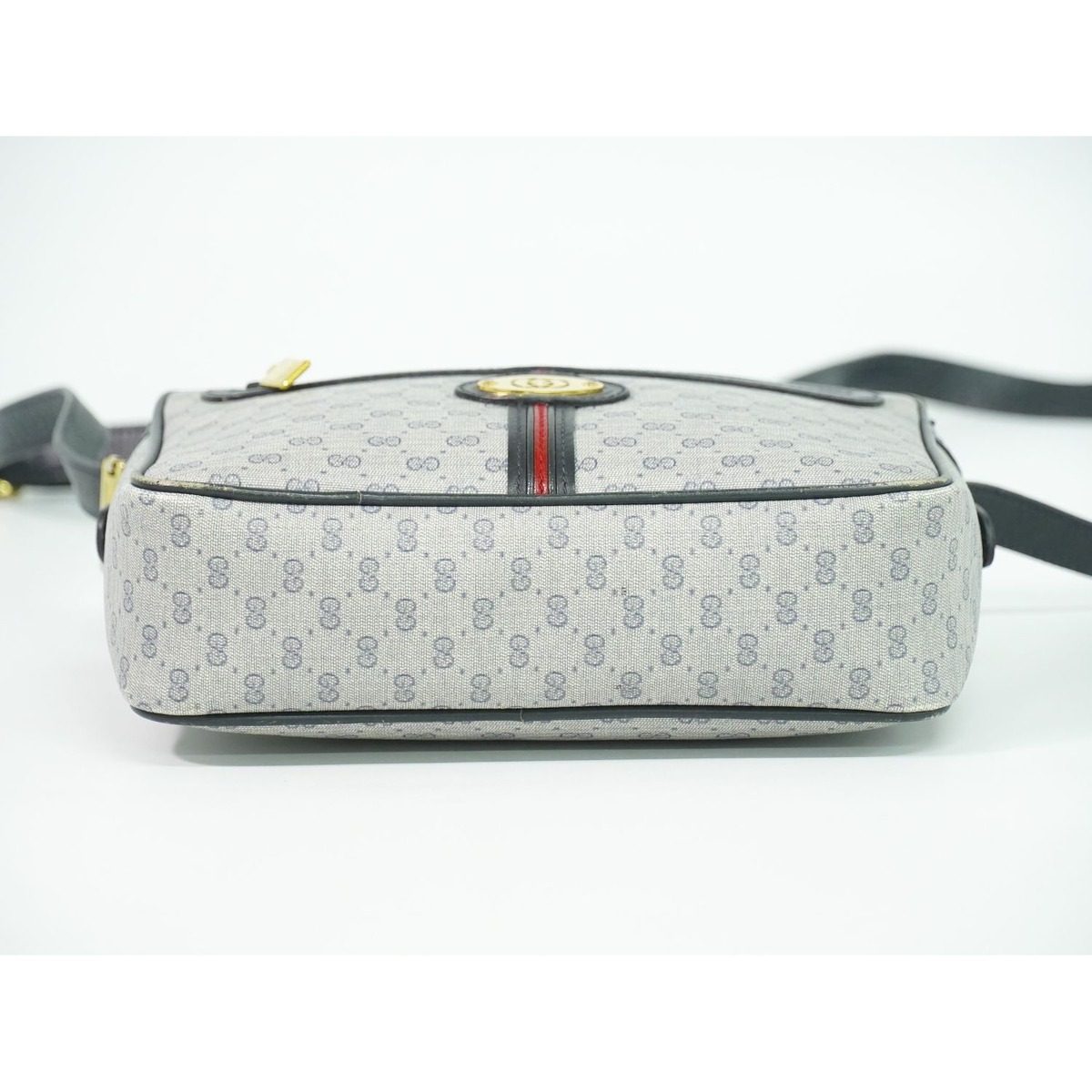 Gucci Vintage Micro GG Shoulder Bag Pochette Gray Navy — view 3