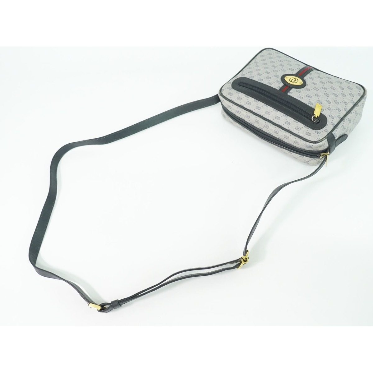 Gucci Vintage Micro GG Shoulder Bag Pochette Gray Navy — view 4