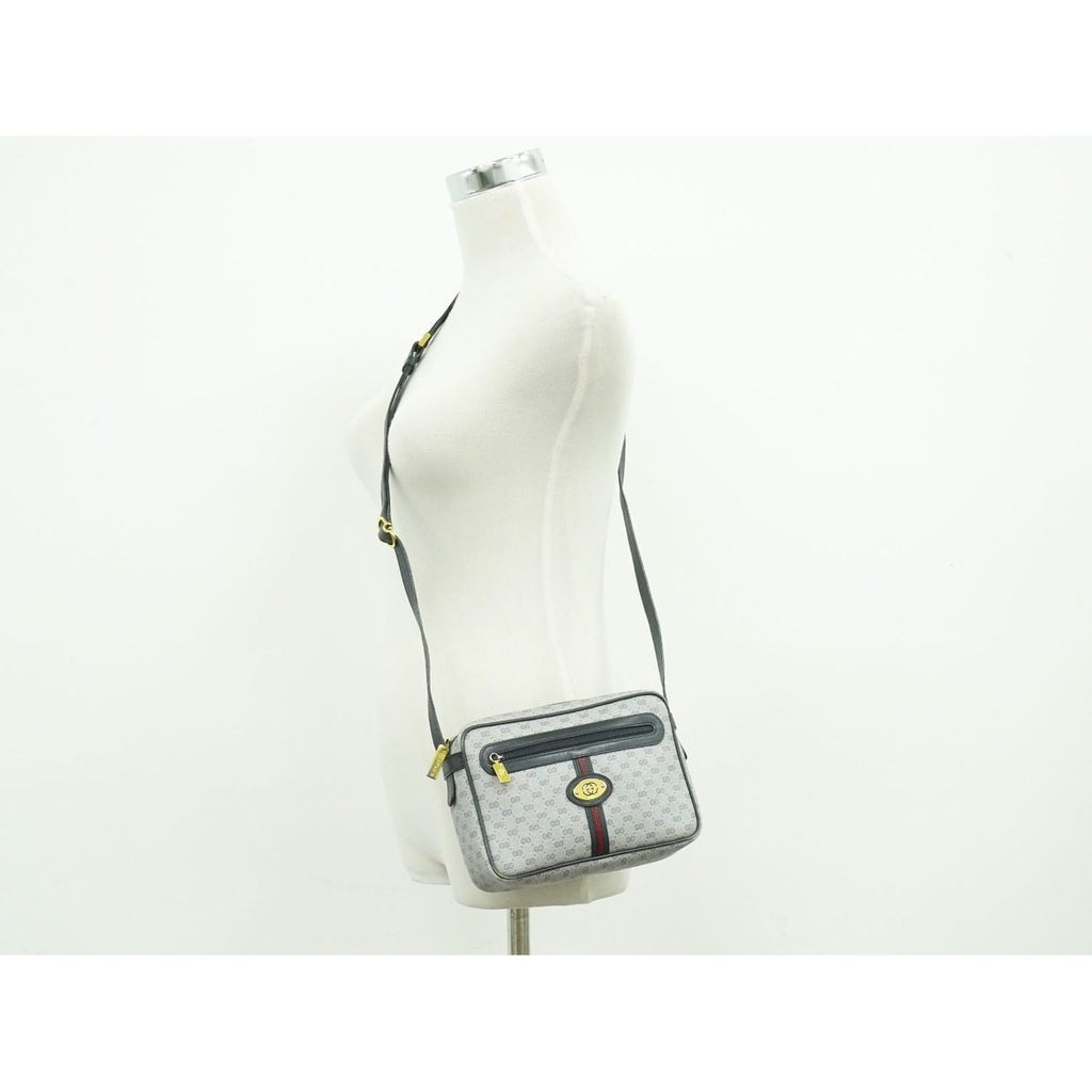 Gucci Vintage Micro GG Shoulder Bag Pochette Gray Navy — view 6