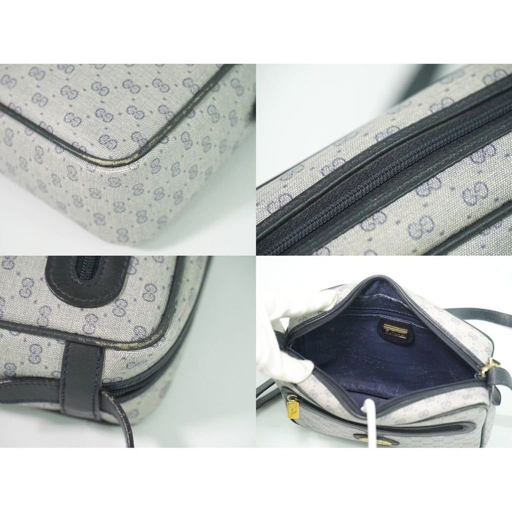 Gucci Vintage Micro GG Shoulder Bag Pochette Gray Navy — view 8