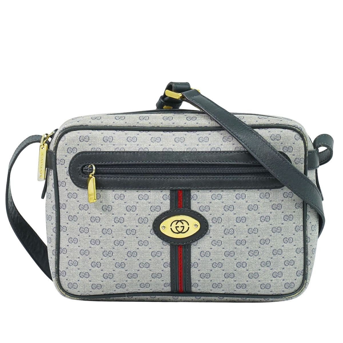 Gucci Vintage Micro GG Shoulder Bag Pochette Gray Navy