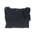 Prada Tessuto Triangle Logo Plate Black Silver Hardware Nylon Shoulder Bag