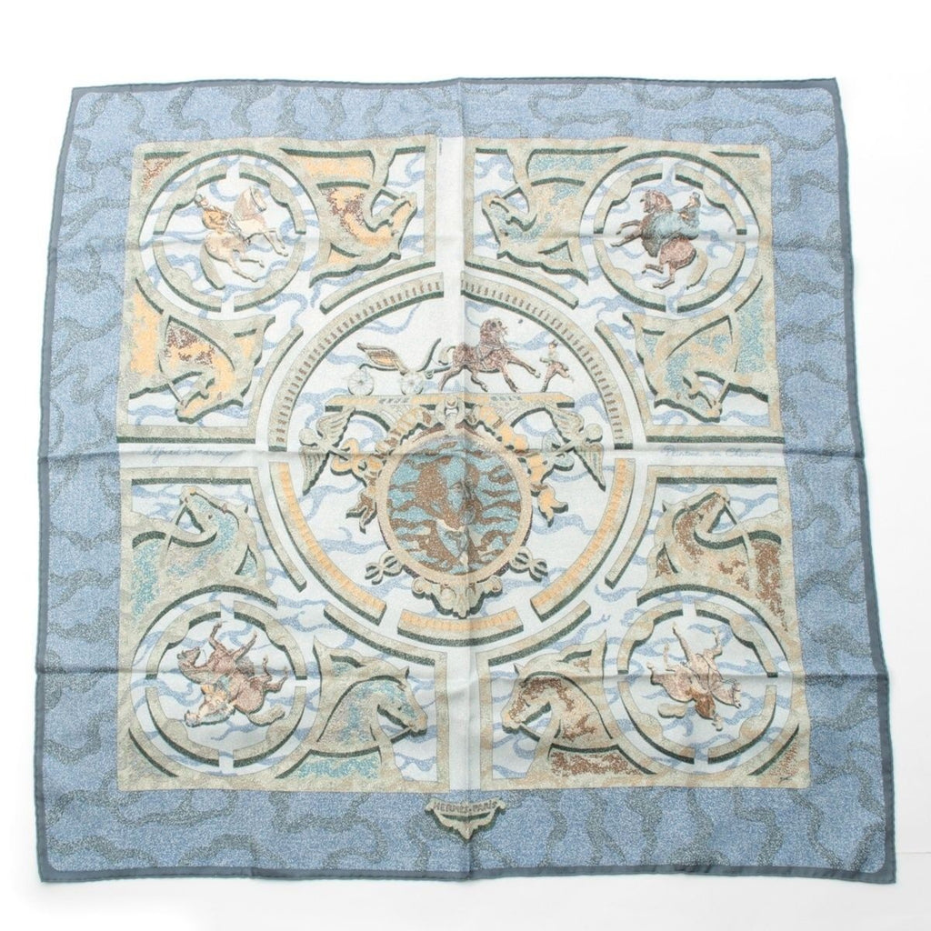 Hermes Carre 90 Silk Peintre du Cheval Horse Drawing Scarf