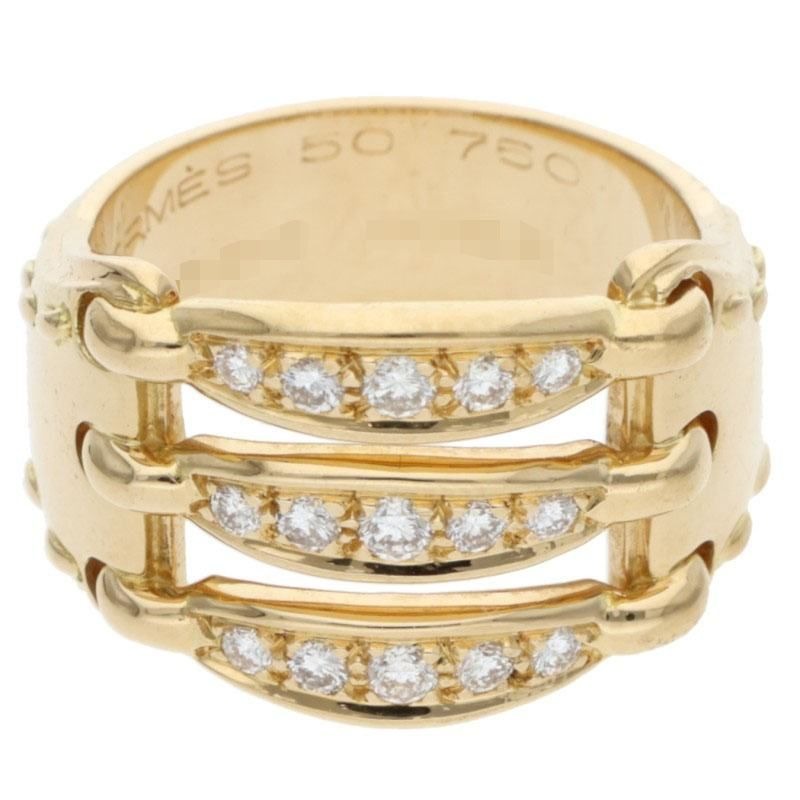 Hermes 18K Yellow Gold Diamond Ring 50