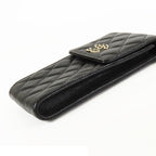 Chanel Shoulder Pouch Airpods Case Black Gold Caviar Leather — view 7