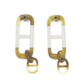 Hermes Earrings Amar Buffalo Horn White Brown Silver Hardware Accessorie
