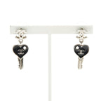 Chanel Coco Mark Heart Key Motif Silver Black Metal — view 2