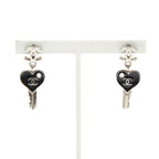 Chanel Coco Mark Heart Key Motif Silver Black Metal