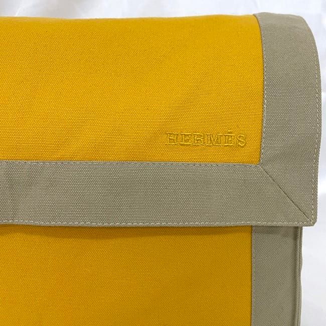 Hermes Clutch Bag Tapidocel Yellow Beige Cotton — view 7